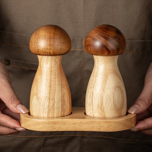 Zerodeko Adjustable Wooden Salt Pepper Mill - Refillable Design