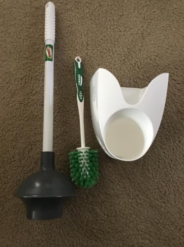 Toilet Brush with Holder and Plunger White and Green