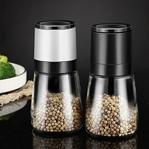 JAJKAFCL White Glass Pepper Grinder Salt Pepper Mill