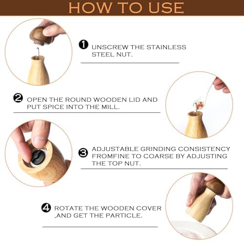 Biioistle Salt Pepper Mill Set Mushroom Shape Adjustable Home Kitchen Use