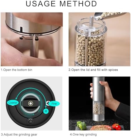 Electric Salt Pepper Grinder Set USB Rechargeable
