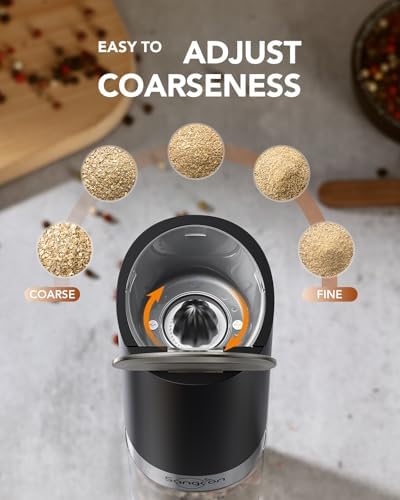 Extra Large Electric Salt and Pepper Mill Set with Dust Cover Adjustable Coarseness