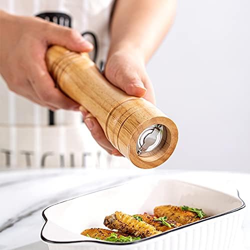 Adjustable 8-inch Wooden Pepper Grinder Mill with Oak Cover