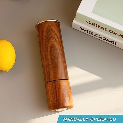 Salt and Pepper Mill 7-Inch Wooden Shakers Stainless Steel Bottom Cover