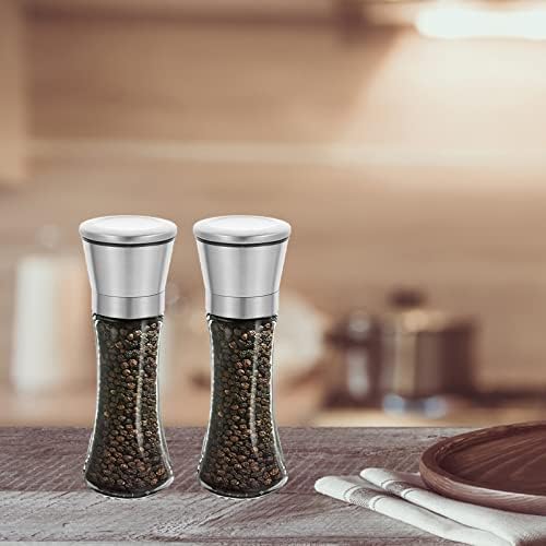 Hemoton 2PCS Set Manual Salt and Pepper Grinders