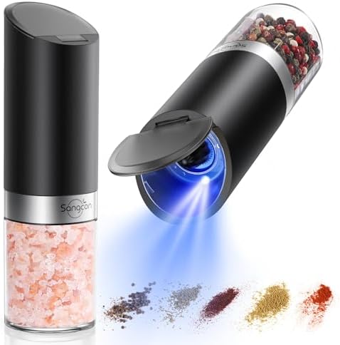 Gravity Electric Salt and Pepper Grinder Set with LED Light