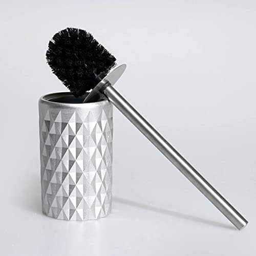 Glowing Toilet Brush and Holder Silver