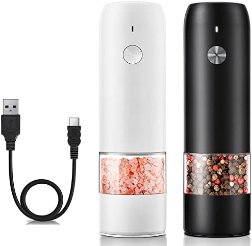 Compact Powerful Rechargeable Salt Pepper Mill Set