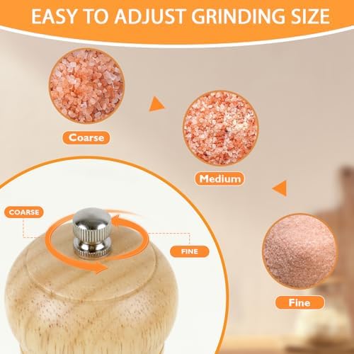Precision Grind Control Space-saving 2-Pack Wooden Salt and Pepper Mill Set