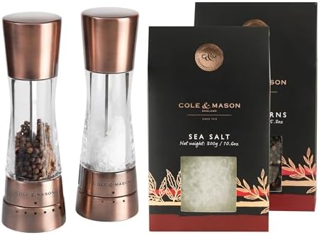 Handcrafted Salt Pepper Grinder Set with Adjustable Settings - Perfect for Home Kitchen