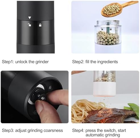 Rechargeable Pepper and Salt Grinder Set with LED Light