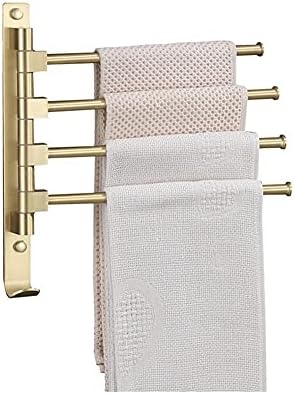Bathroom Towel Rail with 2 Rods Brushed Gold Wall-Mounted