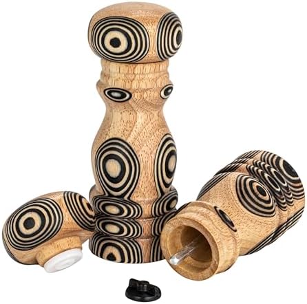 Natural and Black Wood Salt and Pepper Mills Set of 2