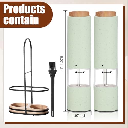 Electric Salt and Pepper Grinder Set with 1 Portable Spill Proof Base