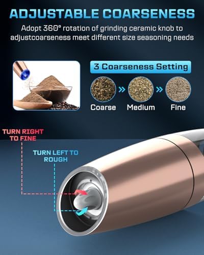 XinXu Gravity Electric Pepper Salt Grinder with Blue LED Light