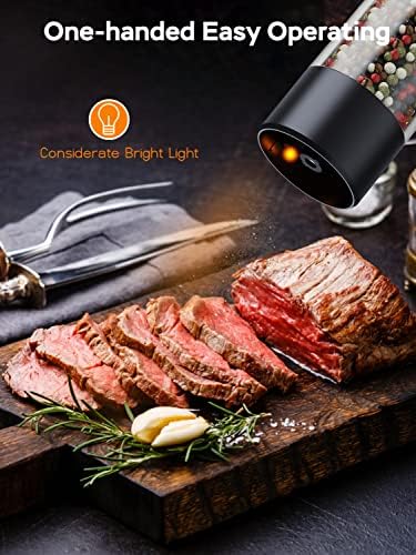 Tomeem Electric Salt Pepper Grinder Set with LED Lights