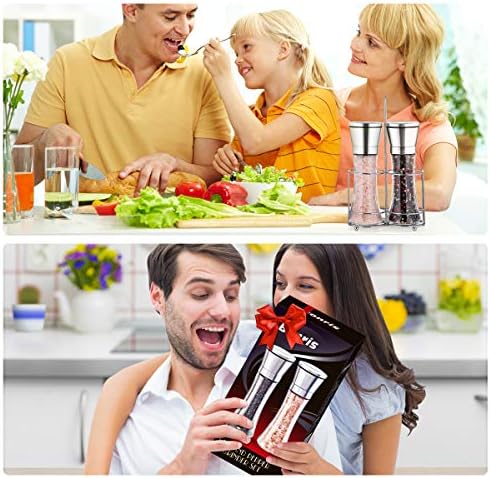 Professional Stainless Steel Salt and Pepper Mill Set with Adjustable Settings