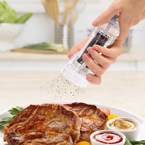 Sonhomay Clear Acrylic Salt Pepper Grinder Set Adjustable Coarseness Stylish Design