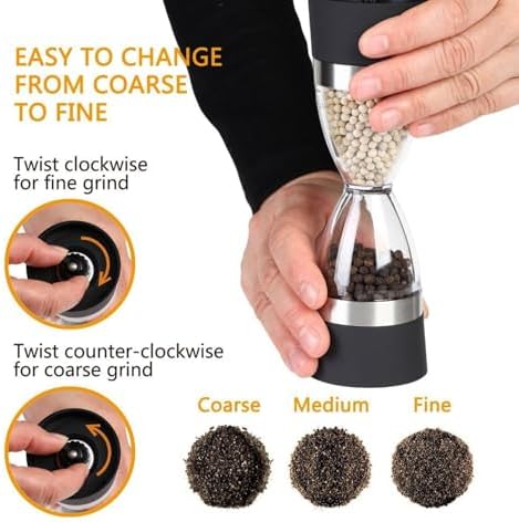 Adjustable Pepper Salt Grinder Steel Refillable