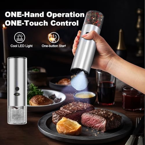 UpgradeJINGASAElectric Salt Pepper Grinder Set for Home Use with 4oz Capacity