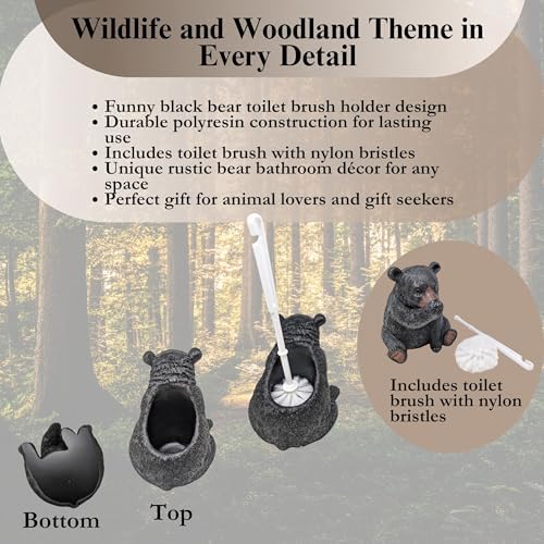 Unique Black Bear Toilet Brush Holder