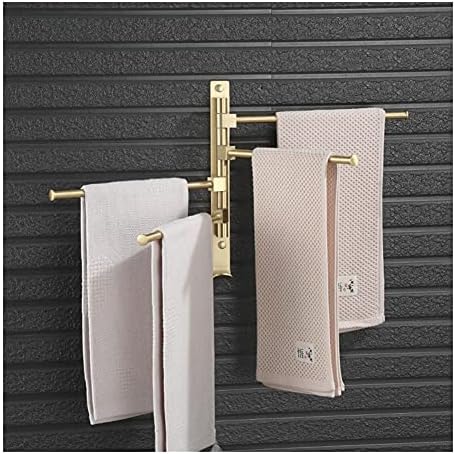 Bathroom Towel Rail with 2 Rods Brushed Gold Wall-Mounted