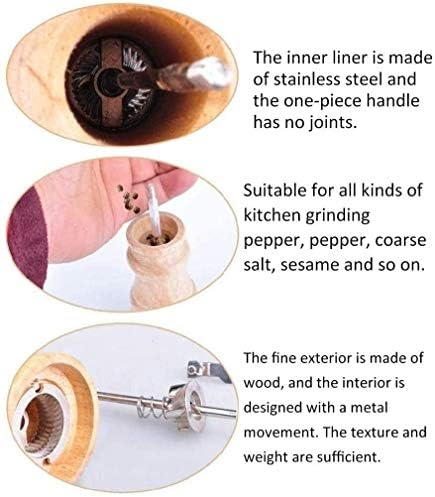 Adjustable Wooden Pepper Grinder with Stainless Steel Liner