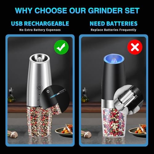 HaomacroRechargeable Electric Salt Pepper Grinder Set