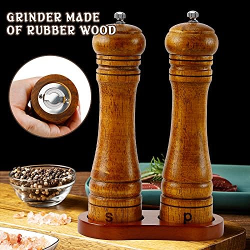 Adjustable Wooden Salt Pepper Grinder Set
