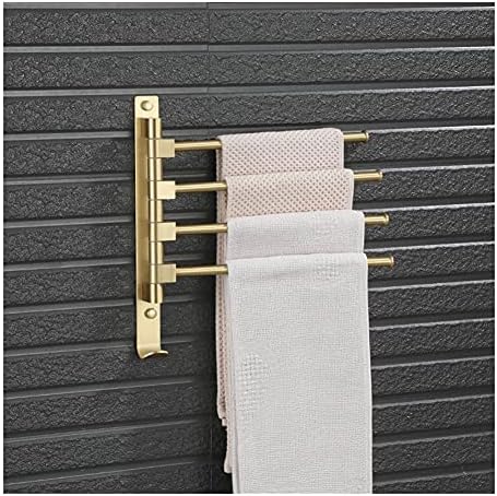 Bathroom Towel Rail with 2 Rods Brushed Gold Wall-Mounted