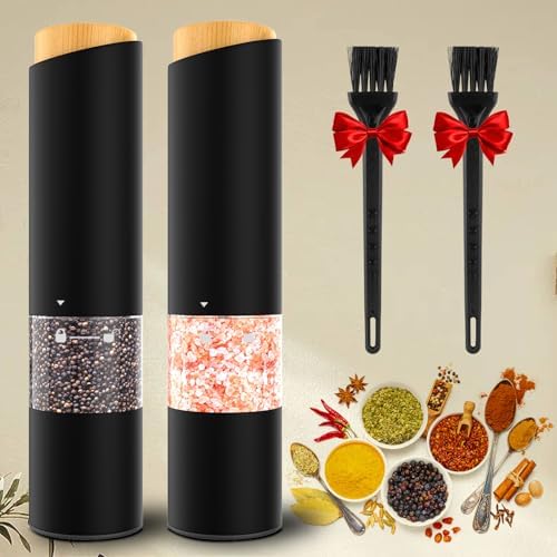 Adjustable Electric Salt Pepper Grinder Set with 360 Transparent Design