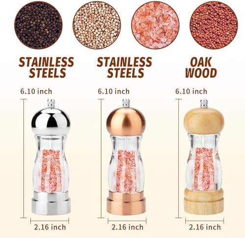 Adjustable Acrylic Salt Pepper Grinder 6 inch