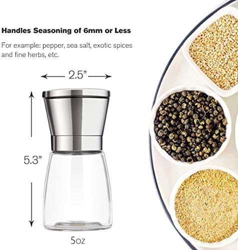 Premium stainless steel salt and pepper grinder set with coarseness adjustment and funnels