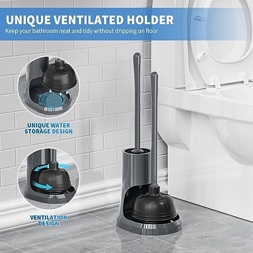 Toilet Plunger Brush Combo Multi-Functional 2-in-1 Set