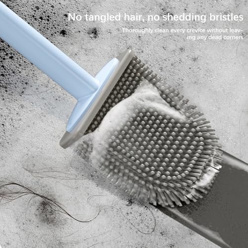 Durable Silicone Toilet Brush with Wall Mount Set