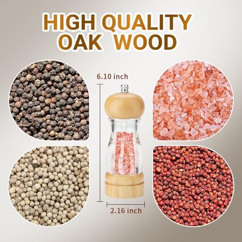 Cozy Oak Pepper Mill with Acrylic Window Fine-Grain Settings