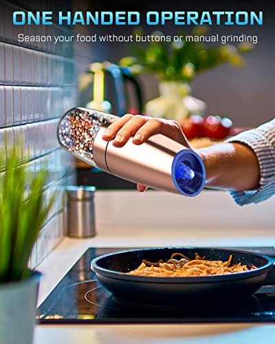 XinXu Gravity Electric Pepper Salt Grinder with Blue LED Light