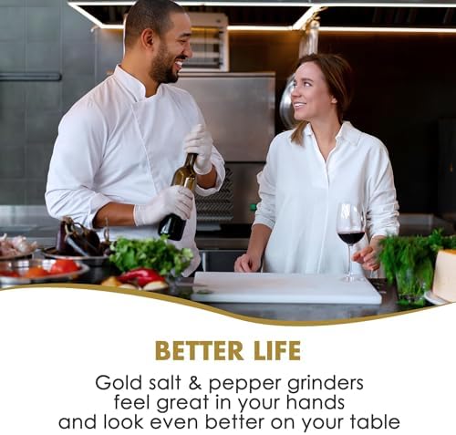 VZAahu Golden Salt Pepper Mill Set - Sleek Design for Modern Kitchens