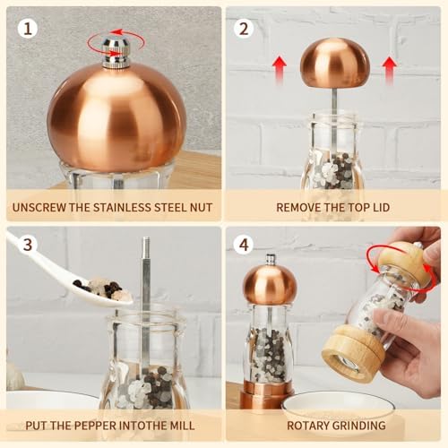 Adjustable Acrylic Salt Pepper Grinder 6 inch