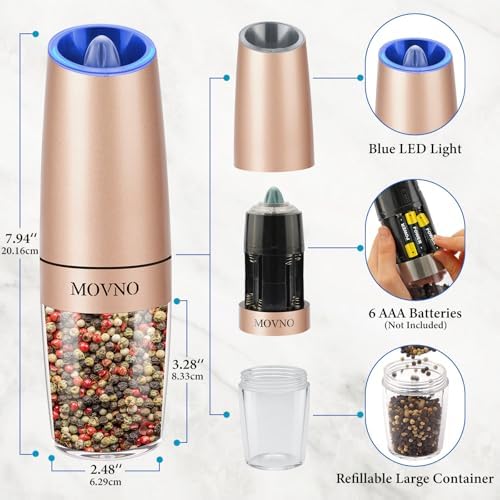 Gravity Electric Salt and Pepper Grinder Set Battery-Powered Black CGold 2P