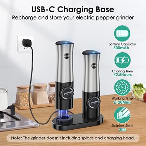Double-Action Electric Salt Pepper Grinder Set