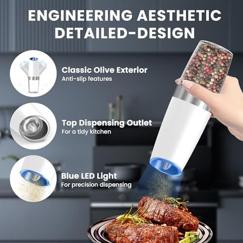 Gravity Electric Salt and Pepper Grinder Set of 2 Luxury Dual Pack