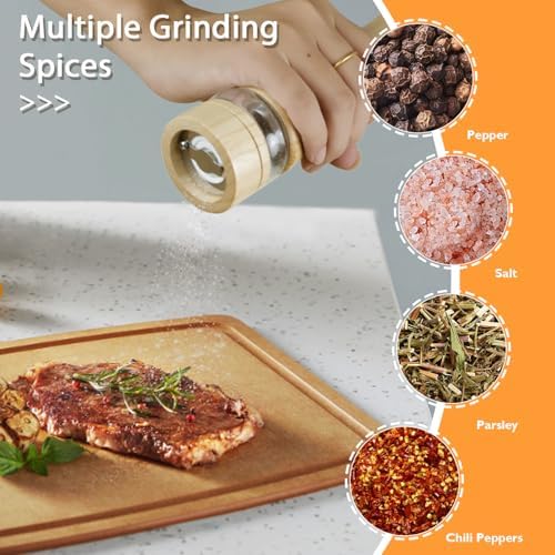 Precision Grind Control Space-saving 2-Pack Wooden Salt and Pepper Mill Set