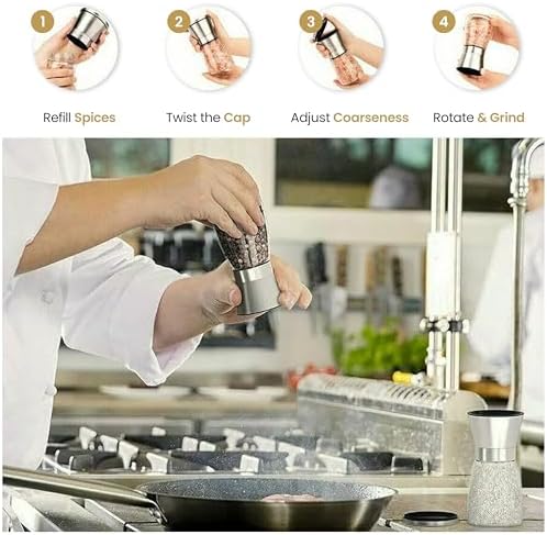 UPPREEM 2-Piece Salt Pepper Grinder Set