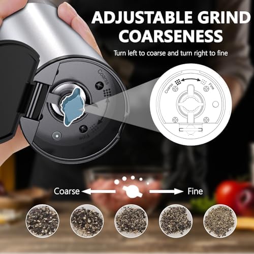 UpgradeJINGASAElectric Salt Pepper Grinder Set for Home Use with 4oz Capacity