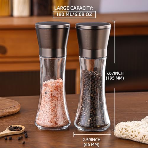 DAVIMADE 6OZ Metal Bronze Salt and Pepper Grinder Set of 2