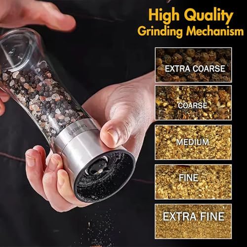 UpReem Stainless Steel Glass Salt Pepper Grinder Set