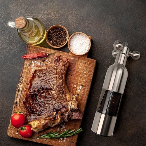 2PCS Manual Salt Pepper Grinder Set Stainless Steel Handle