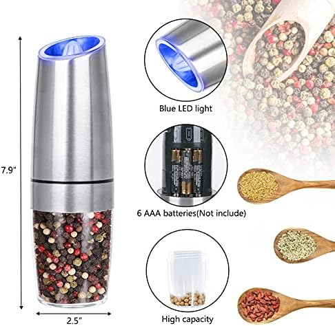 Adjustable Salt Pepper Mill Set with LED Light