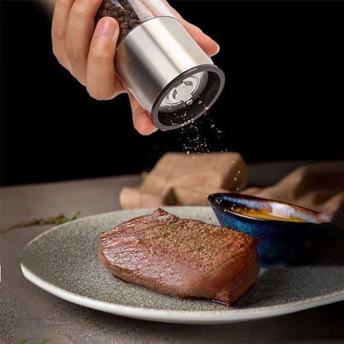 2PCS Manual Salt Pepper Grinder Set Stainless Steel Handle